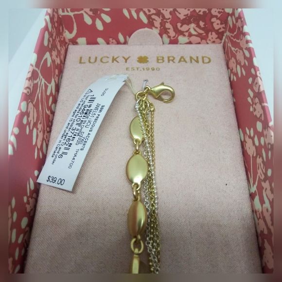 NWT Lucky Brand Gift Boxed Gold Multi Strand Layered Citrine Bracelet - Picture 3 of 3